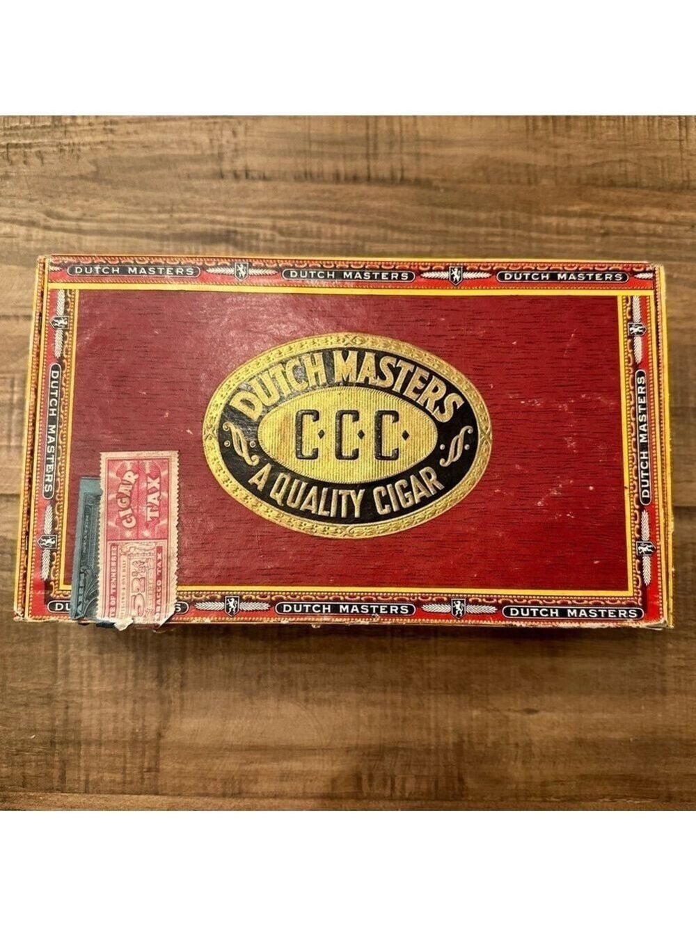 Vintage Dutch Masters -Perfecto Empty cigar box 9x5x3” Tennessee Cigar Tax Stamp